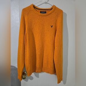Large American Eagle Outfitters Mens Orange Sweater With Colorful Speckles